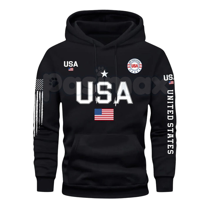 Patriot USA Flag Print Hoodie – Men’s American Heritage Fleece Sweatshirt, Vintage Stars & Stripes Graphic Pullover, Made in the USA