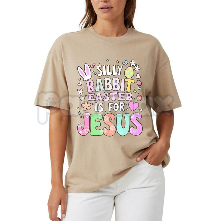 Aesthetic "Easter Is For Jesus" Floral T-Shirt - Boho Silly Rabbit Christian Graphic Tee, Premium 100% Cotton Religious Spring Top, Wildflower Faith-Based Holiday Shirt, Soft Lived-In Heavyweight Sunday Morning Apparel, Made in USA Women's Easter Gift