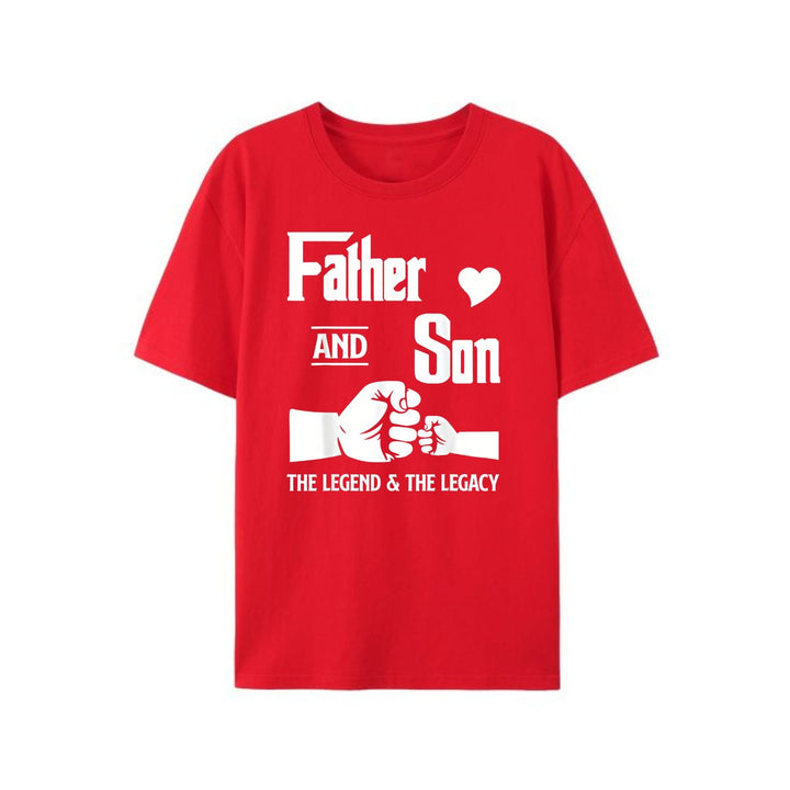 Father and Son Matching T-Shirts - "Father and Son" Quote, Fist Bump Design, 100% Cotton Crew Neck