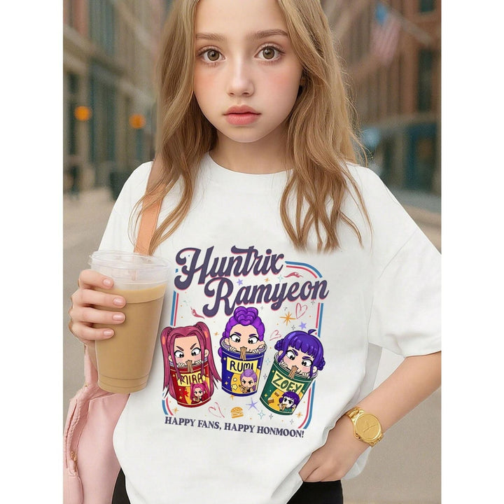 Rumi, Zoey & Mira "HUNTR/X" T-Shirt - Y2K KPOP Anime Graphic Tee, Back to School Clothes for Kids