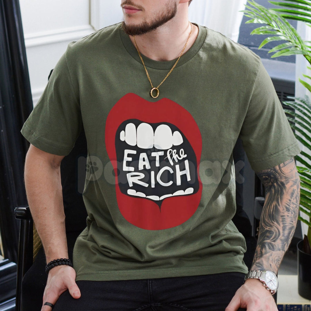 "Eat The Rich" Graphic T-Shirt - Anti-Capitalist Protest Tee, Funny Subversive Streetwear Shirt, Sarcastic Political Statement Apparel