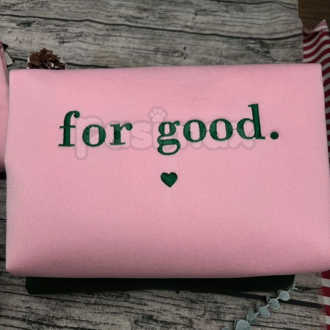 Wicked "For Good" Embroidered Crewneck – Elegant Broadway Tribute Sweatshirt