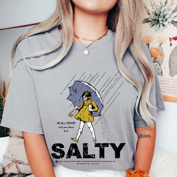 Women's Retro Salty Girl Shirt - Casual Summer Gift Tee, Vintage Beach Apparel