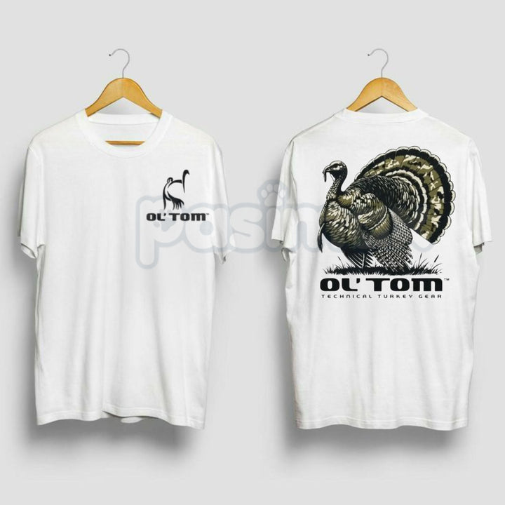 "Ol' Tom" Turkey Hunting 2-Sided T-Shirt – Vintage Strutting Gobbler Back Graphic, Premium 100% Cotton Wild Turkey Hunting Top, Soft Lived-In Heavyweight Outdoorsman Apparel, Made in USA