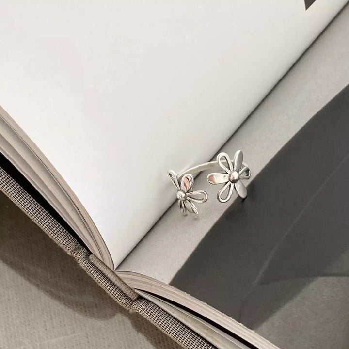 925 Sterling Silver Flower Open Ring