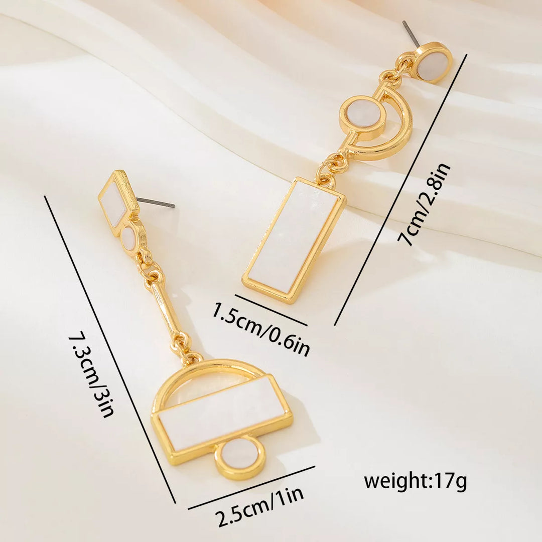 Geometric Gold Chain Drop Earrings