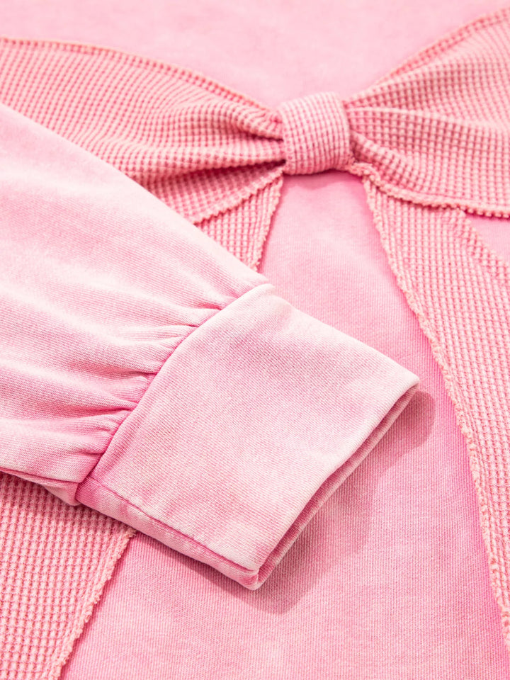 Mineral Wash Bow Patchwork Sweatshirt