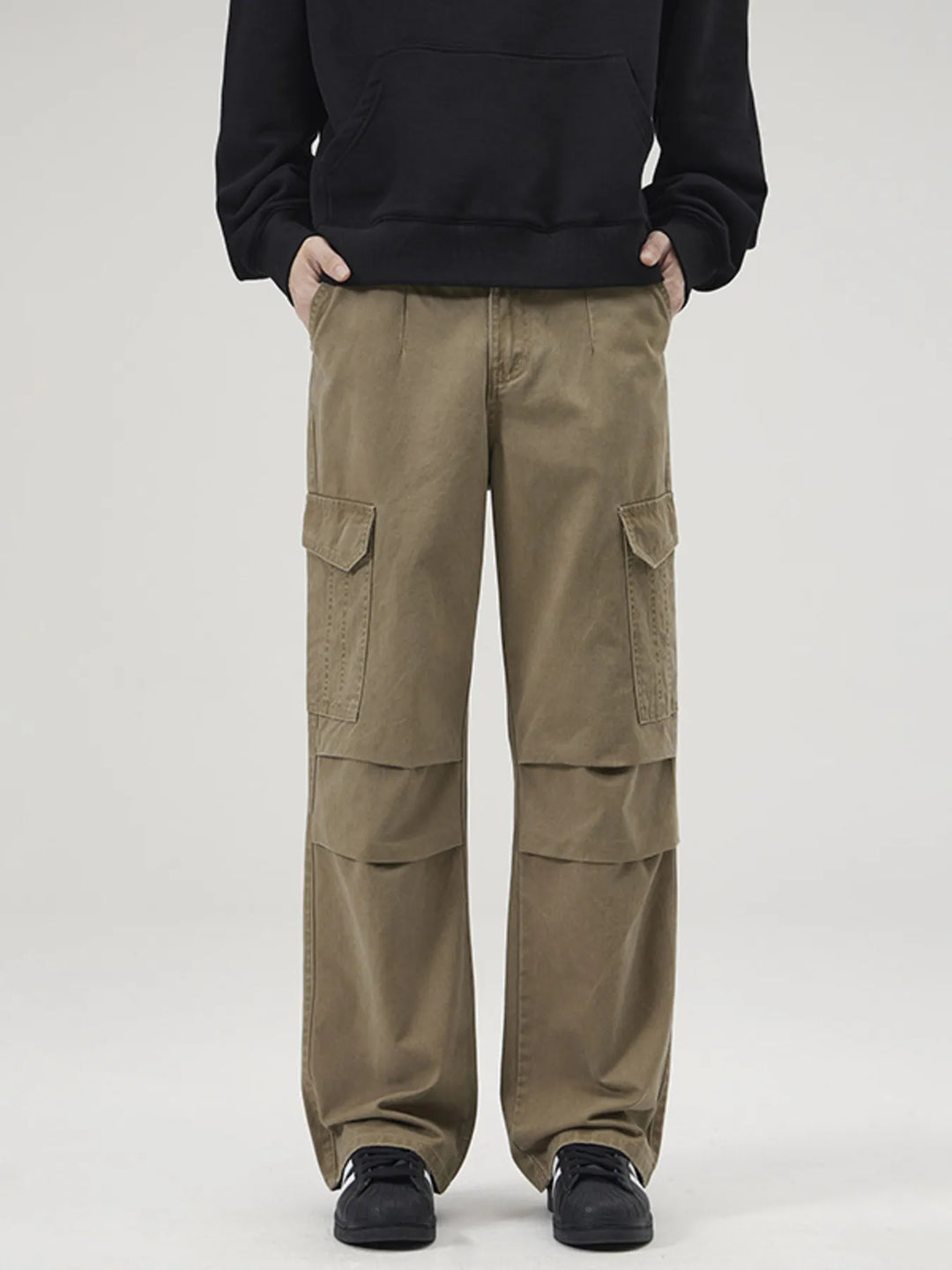 Men's Full Size Multi-Pocket Cargo Pants with Ruched Detail Plus Size