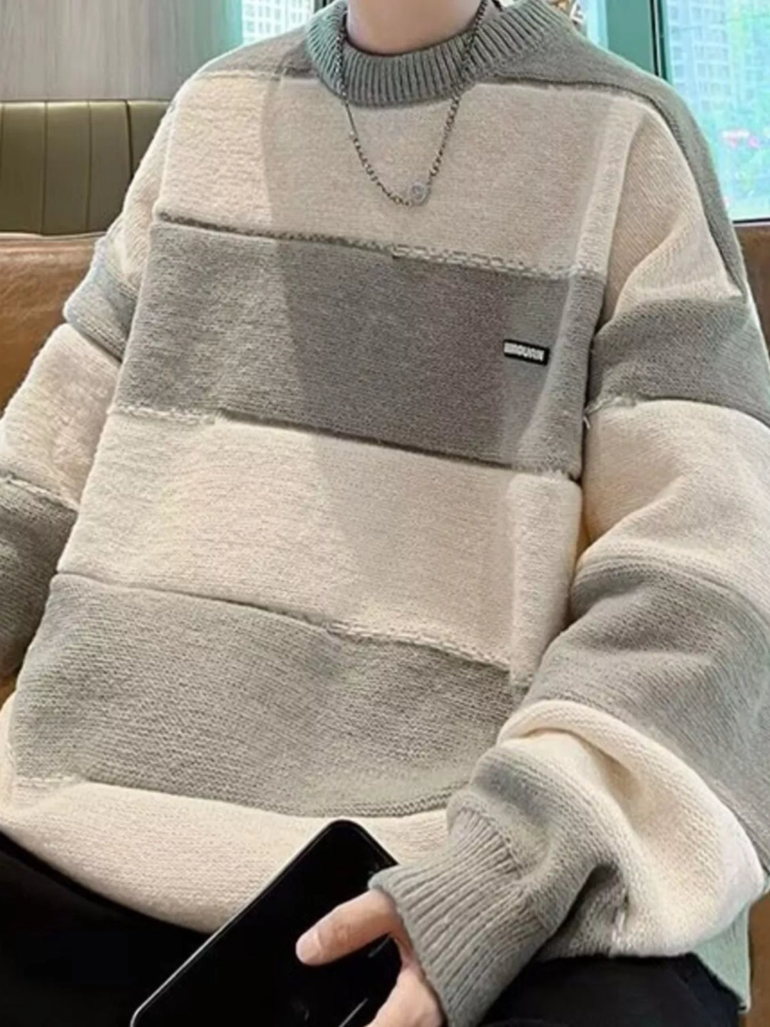 Men's Color Block Long Sleeve Sweater