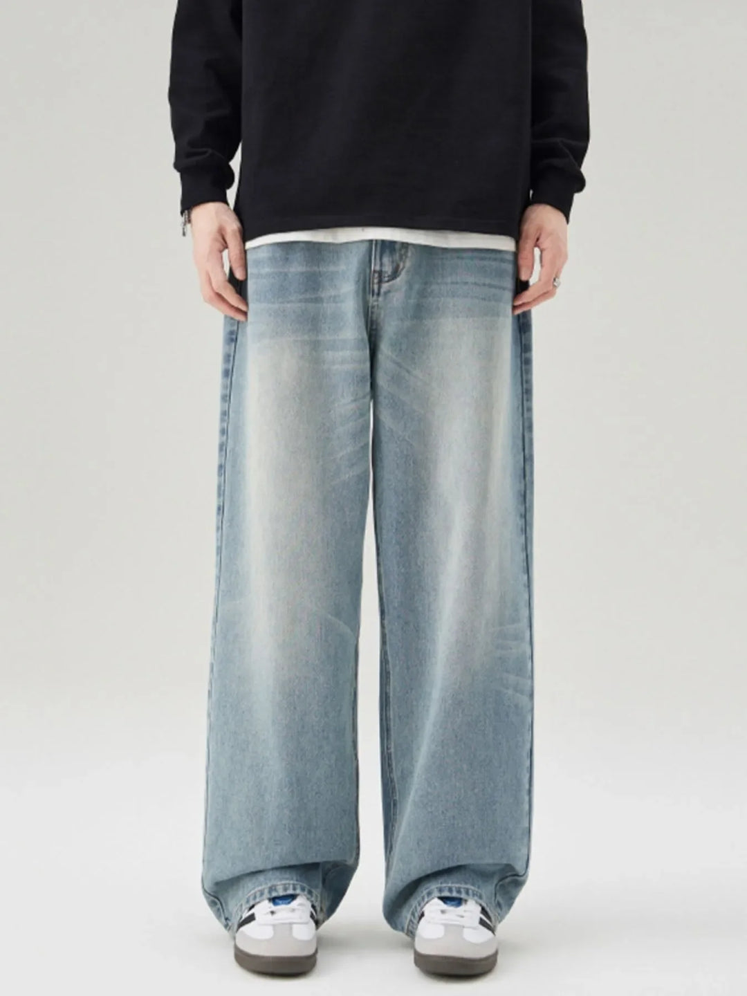 Men's Full Size Wide Leg Washed Baggy Jeans Plus Size