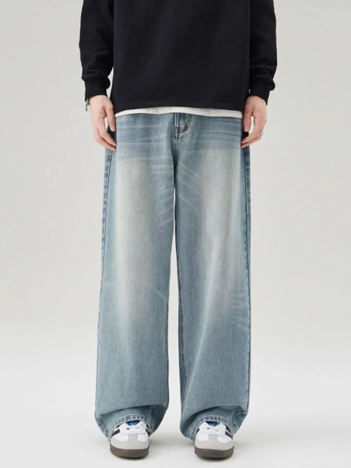 Men's Full Size Wide Leg Washed Baggy Jeans Plus Size