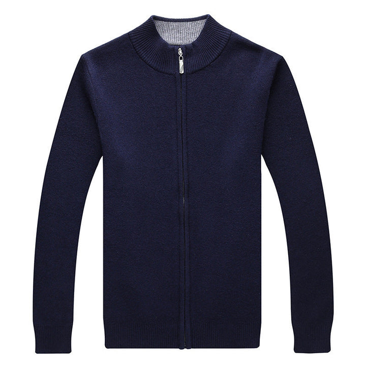 Mens Thickened Warm Solid-color Sweater