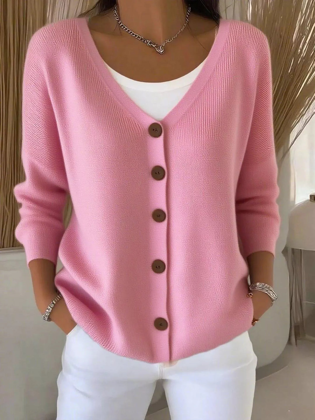Full Size V-Neck Button-Down Knit Cardigan Plus Size