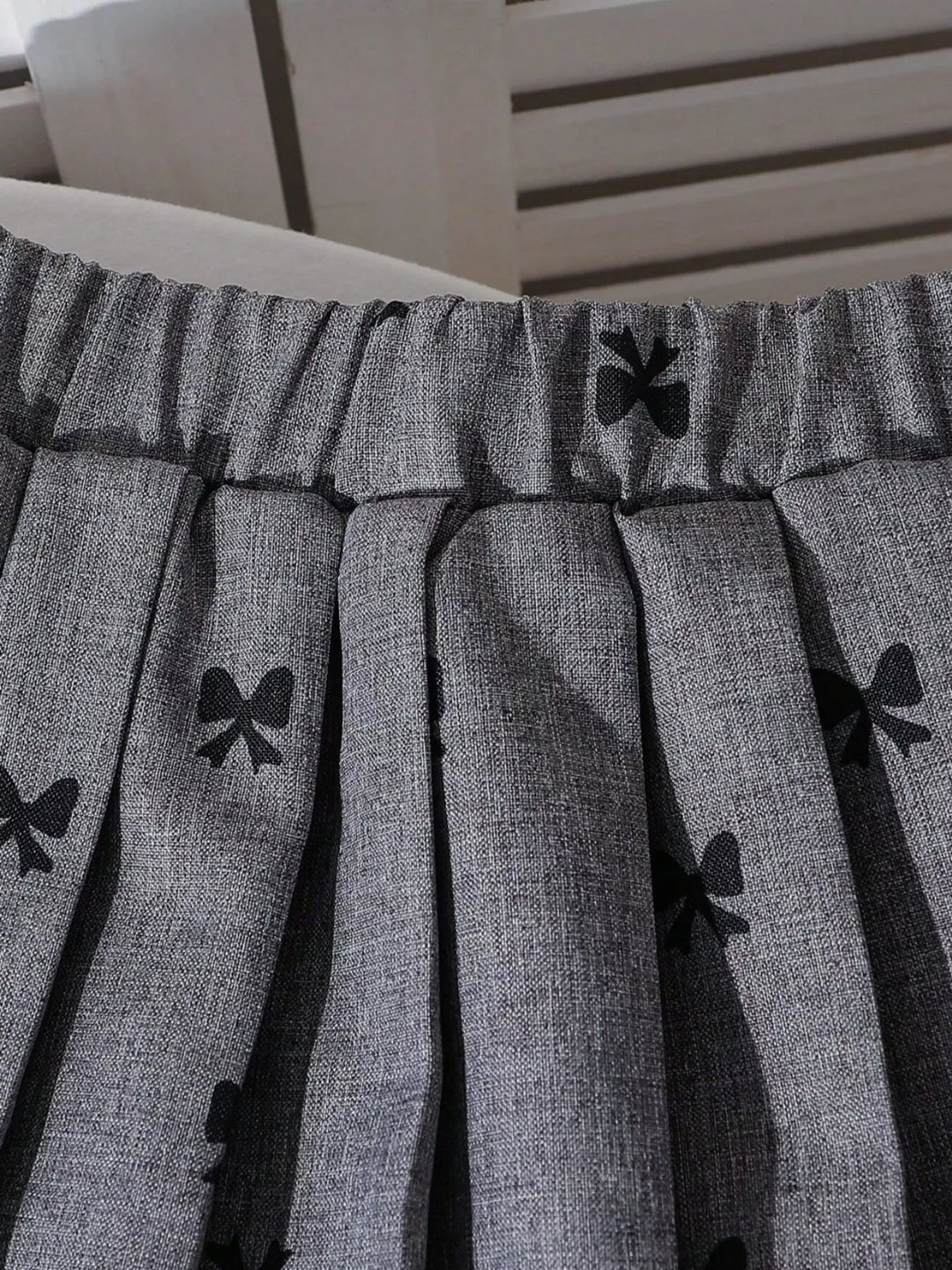 Children's Bow Print Lace Trimmed Top and Skirt Set