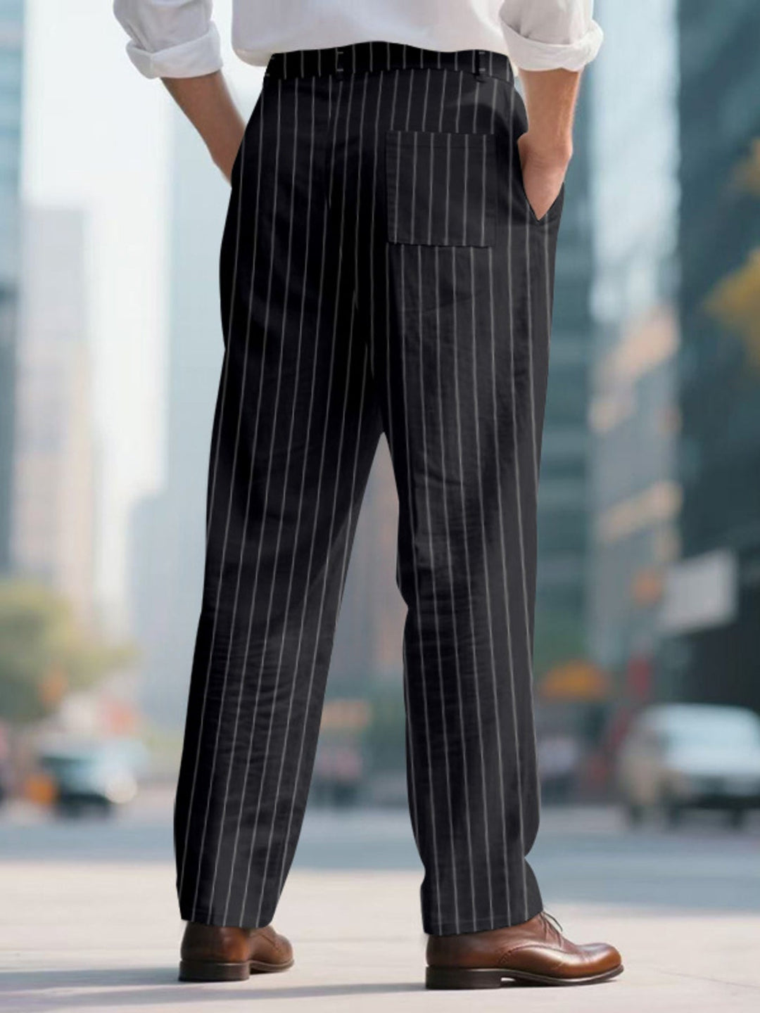 Men's Full Size Striped Wide Leg Pant Plus Size