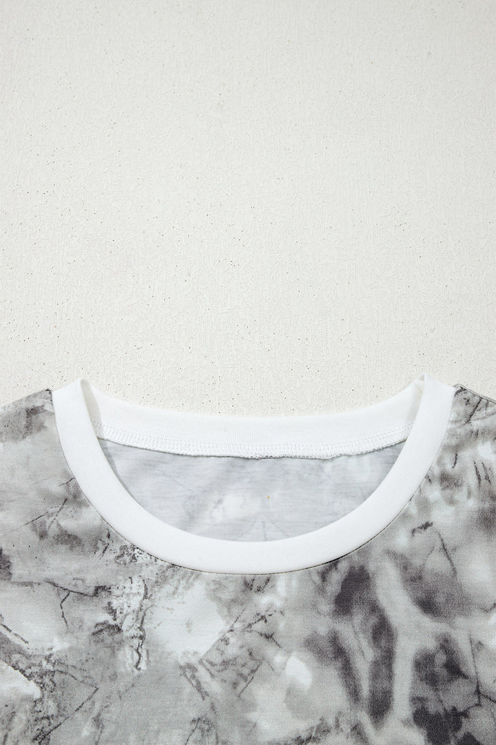 Gray Abstract Woodland Print Slim Fitted T Shirt