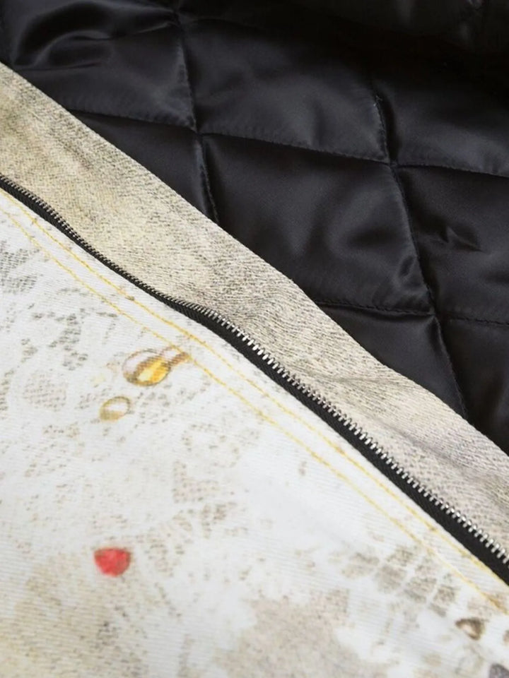 Men's Distressed Paint Splatter Zip Up Jacket