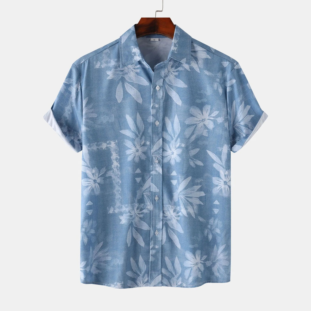 Men's Print Short Sleeve Button-Up Shirt