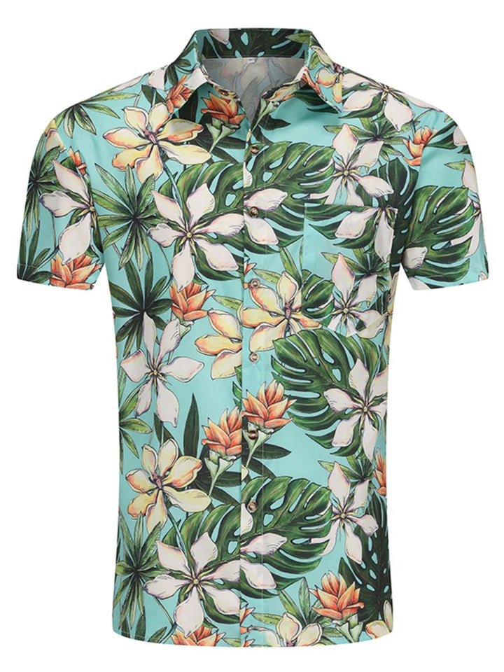 Men's Plus Size Printed Button Up Long Sleeve Shirt