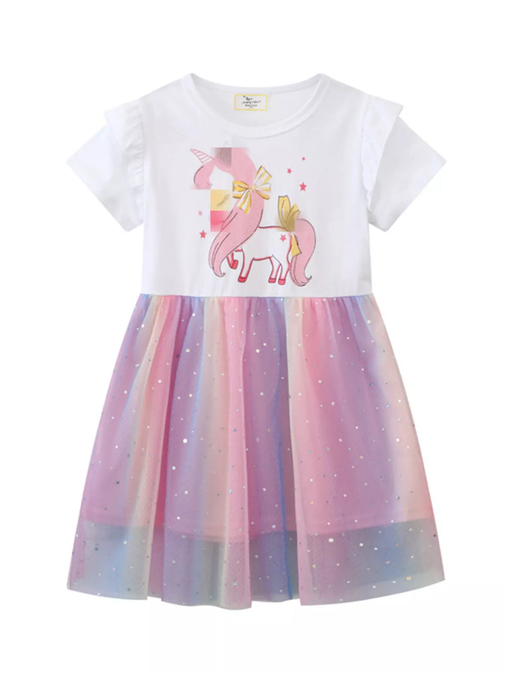 Children's Unicorn Rainbow Tulle Dress