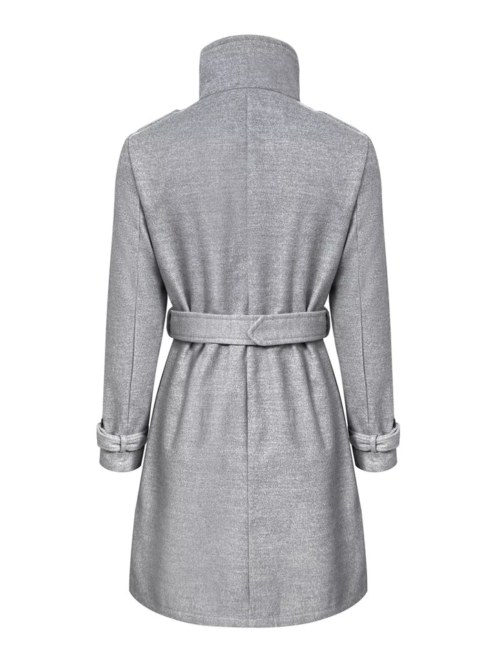 Button-Down Longline Coat with Belt