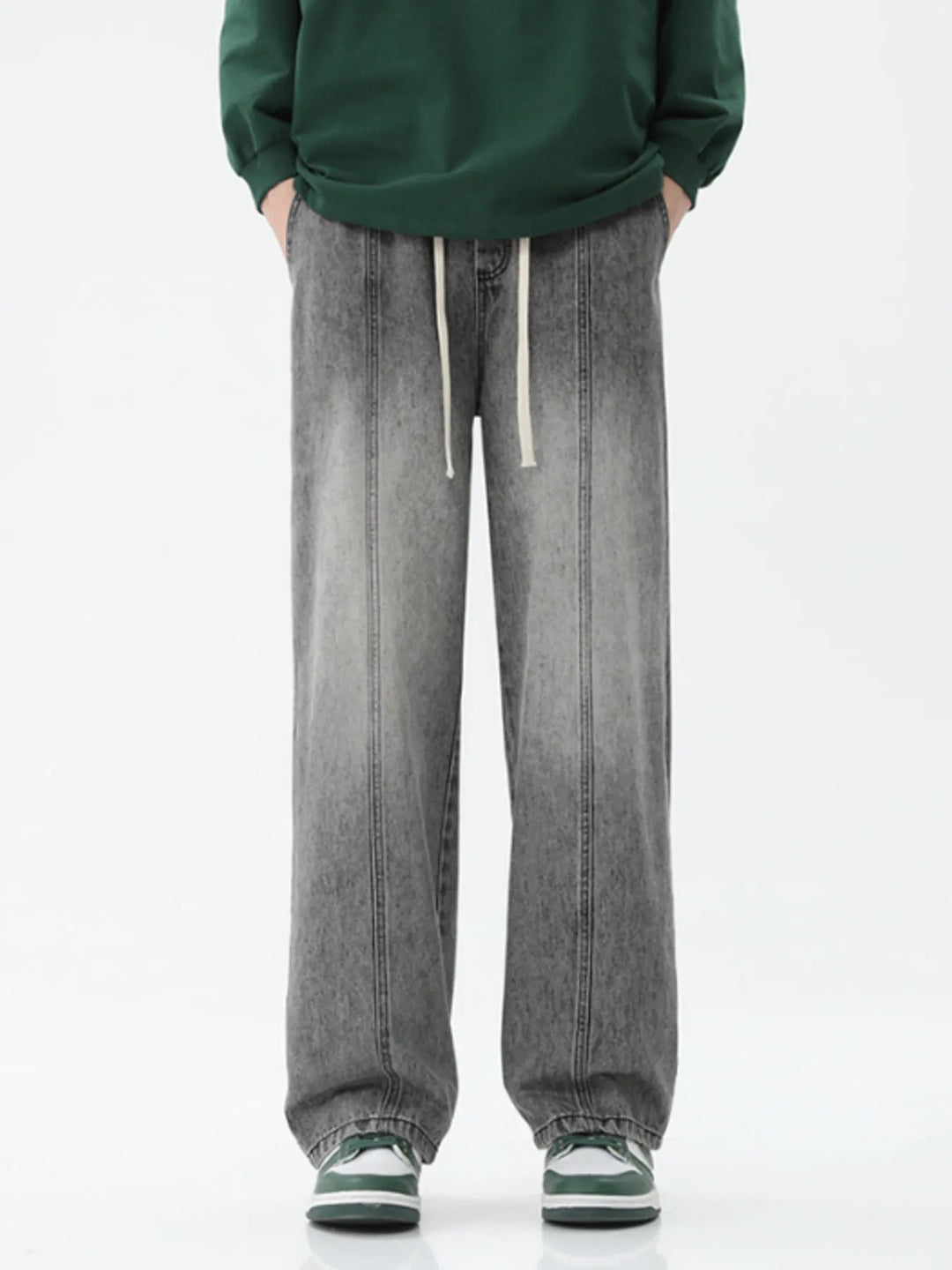 Men's Full Size Drawstring Wide Leg Jeans Plus Size