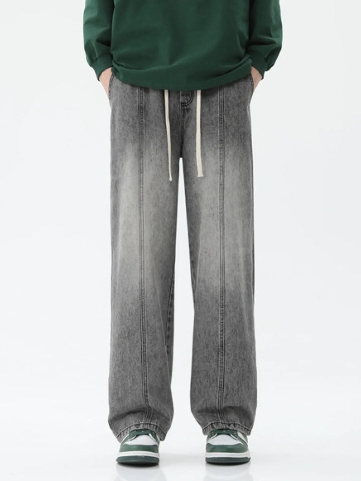 Men's Full Size Drawstring Wide Leg Jeans Plus Size