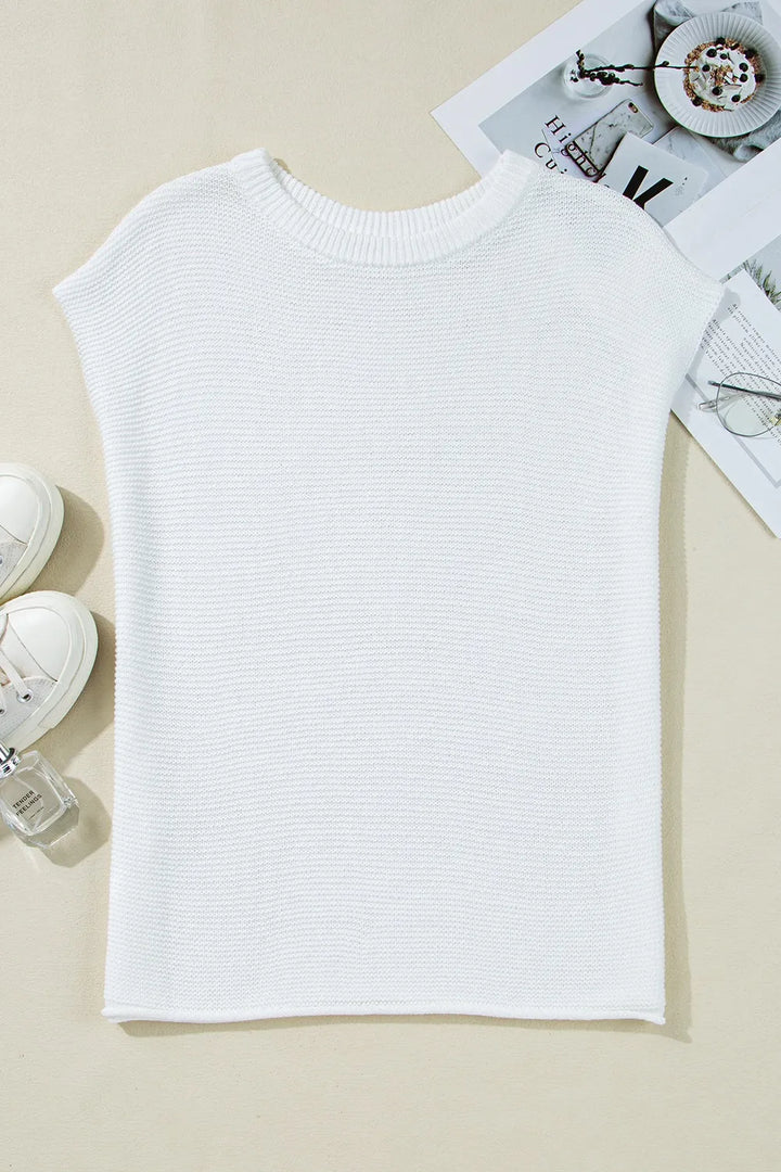 Side Slit Round Neck Knit Top