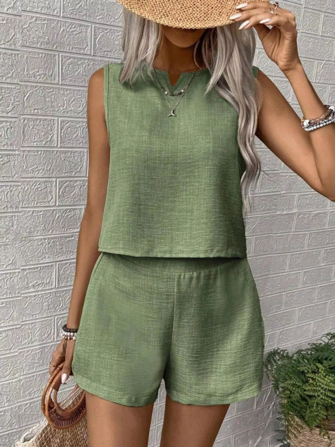 Sleeveless Top and Shorts Casual Set