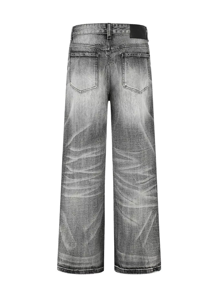 Men's Full Size Vintage Wash Wide Leg Jeans Plus Size
