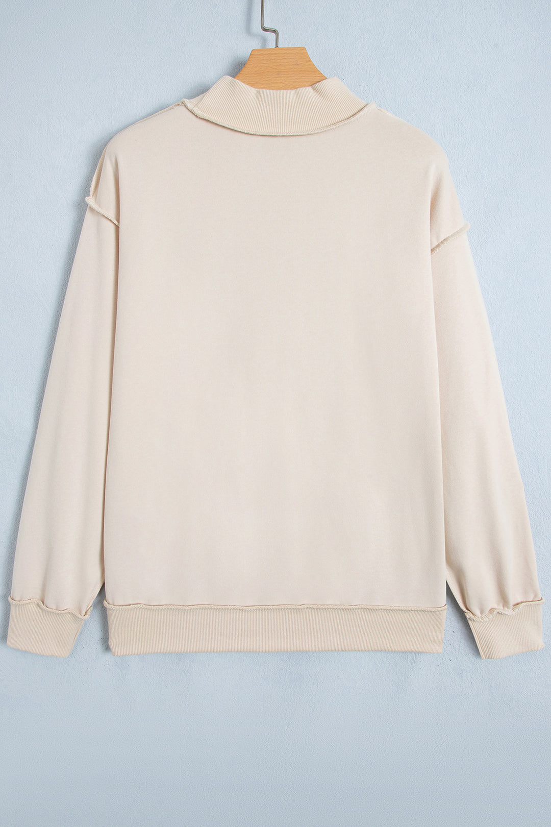 Beige CHRIST IS KING Embroidery High Neck Baggy Sweatshirt