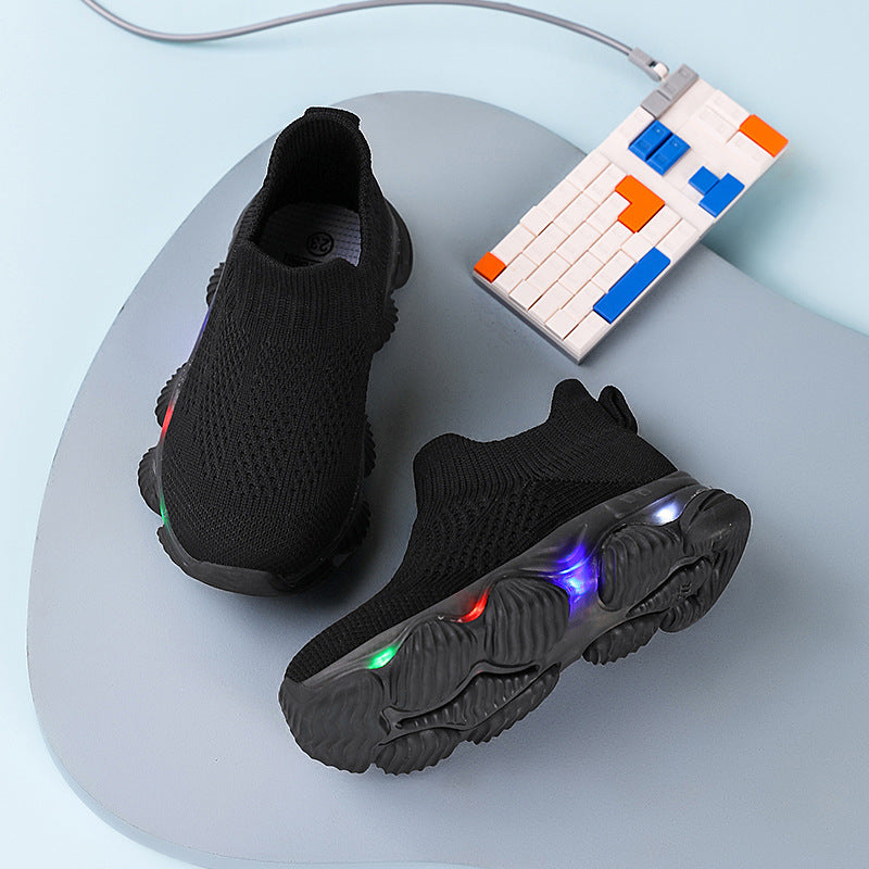 Light-up Baby Ultra-lightweight Knitted Breathable Soft-soled Shoes