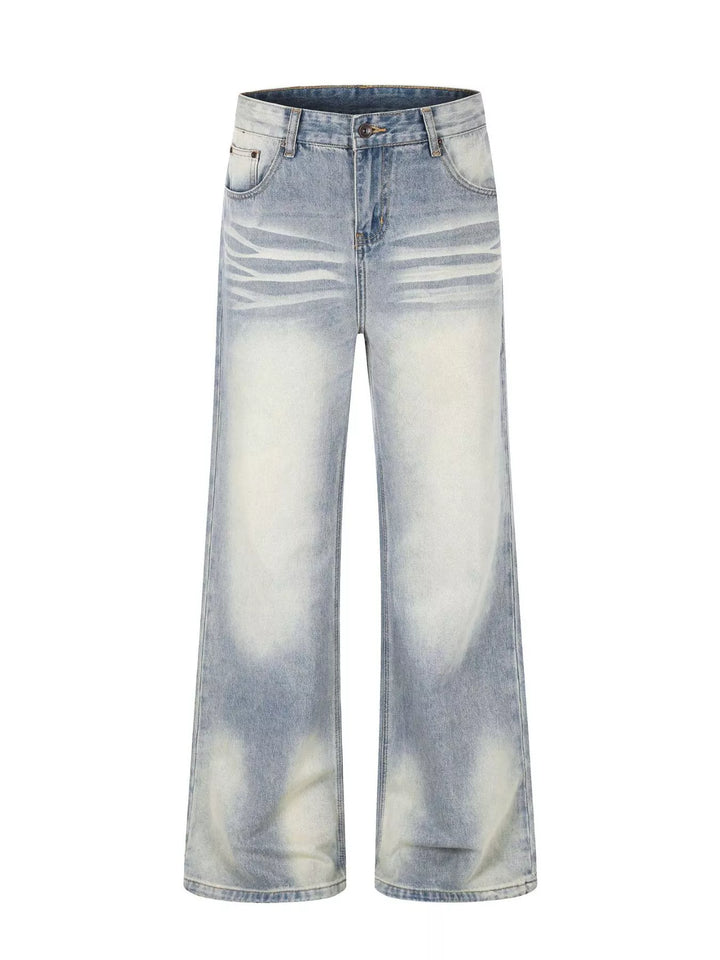 Men's Full Size Vintage Wash Wide Leg Jeans Plus Size