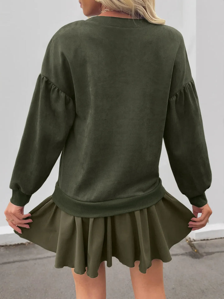 Button Front Mini Sweatshirt Dress
