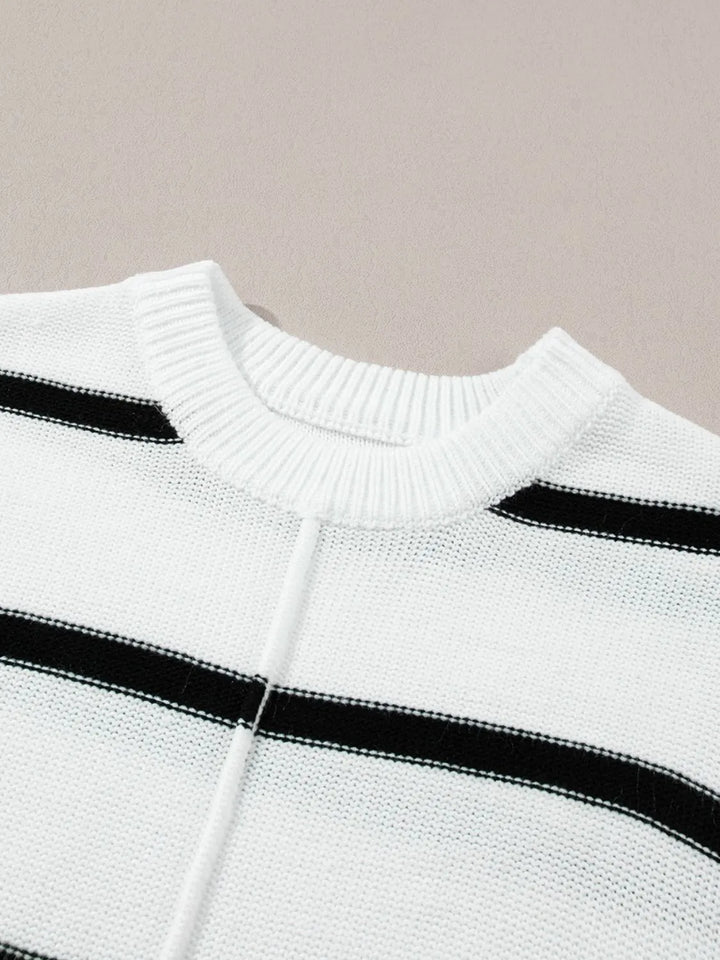Striped Batwing Sleeve Knit Top
