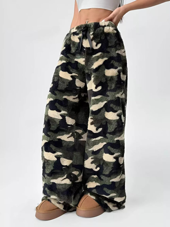 Leopard Wide Leg Plush Pants
