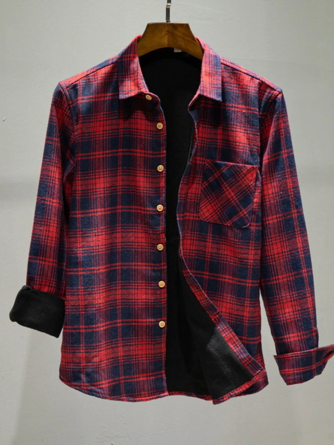 Men's Plus Size Plaid Button Up Long Sleeve Shirt