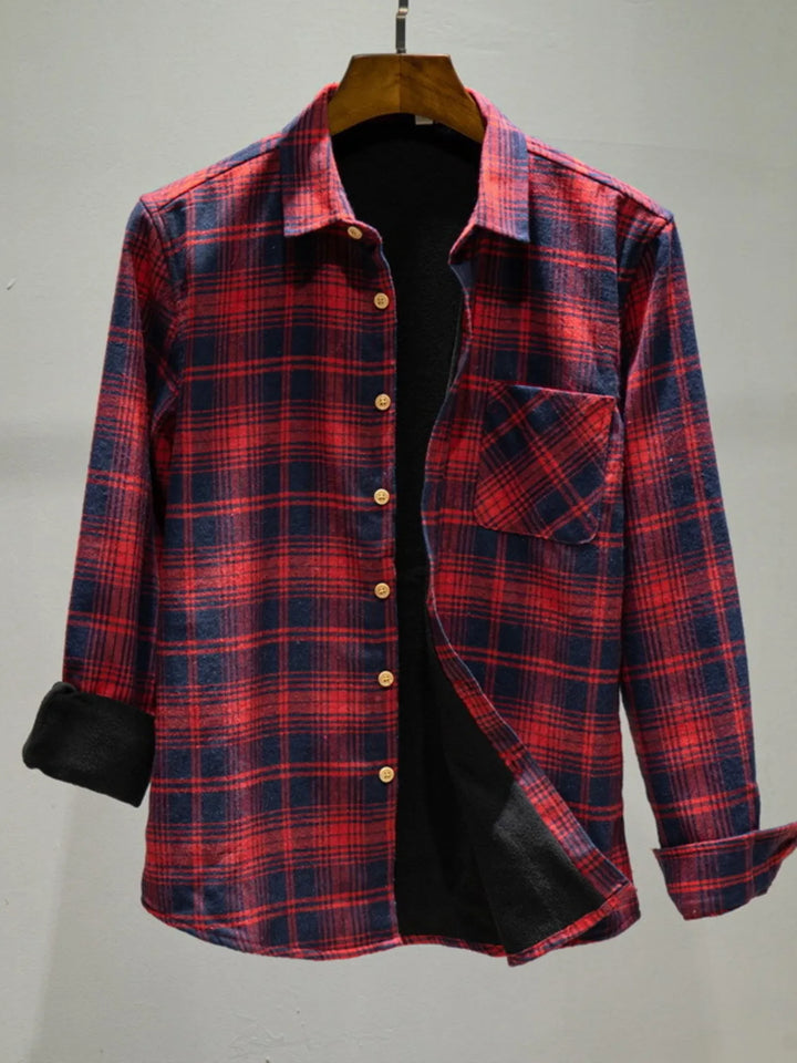 Men's Plus Size Plaid Button Up Long Sleeve Shirt