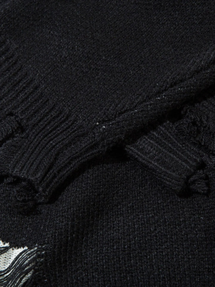 Men's Distressed Chain Detail Oversized Sweater