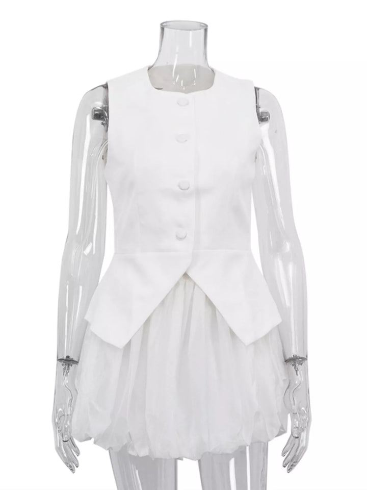 Peplum Vest and Bubble Skirt Set