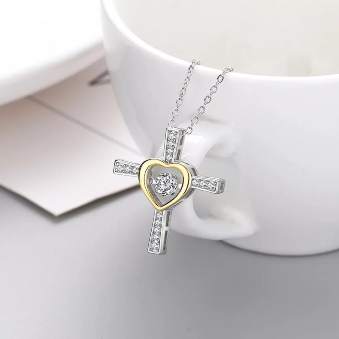 925 Sterling Silver Heart Cross Necklace