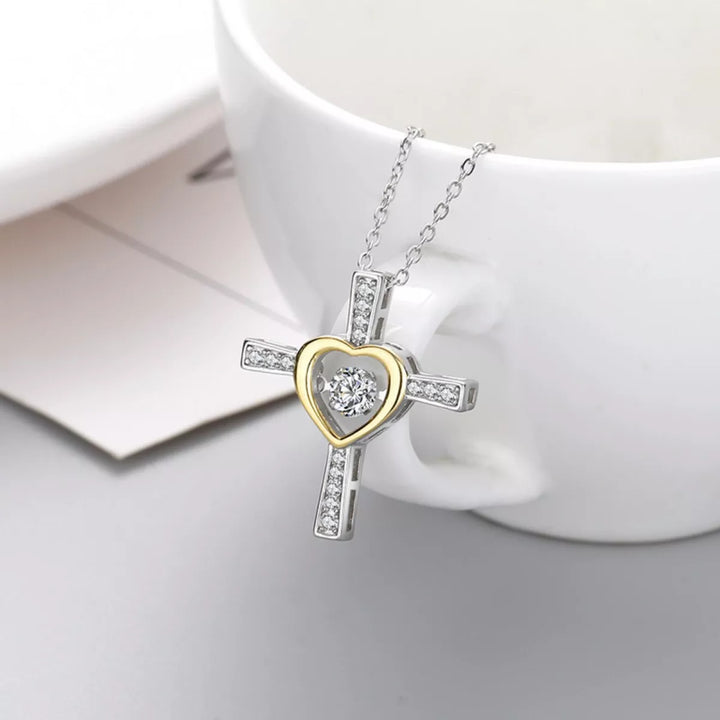 925 Sterling Silver Heart Cross Necklace