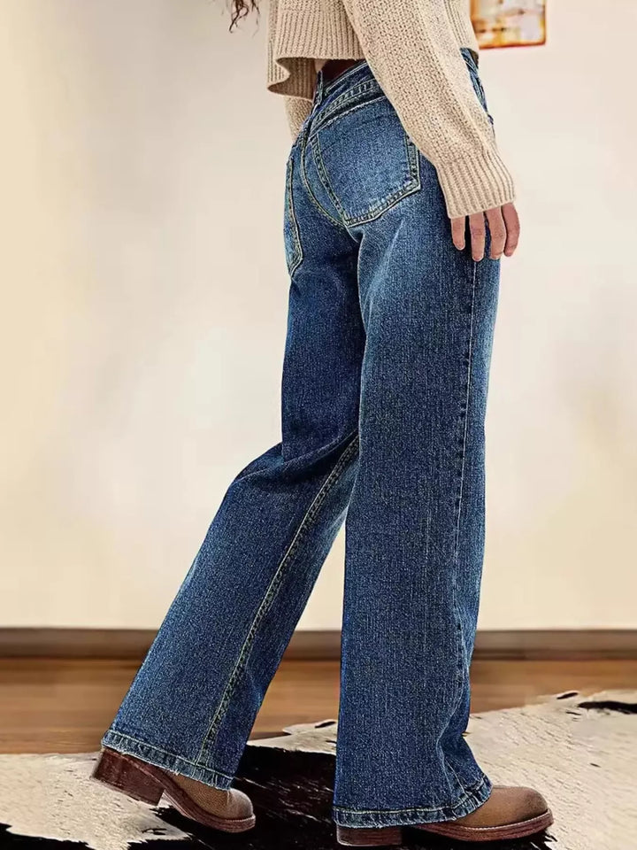 Vintage Wash Straight Leg Jeans