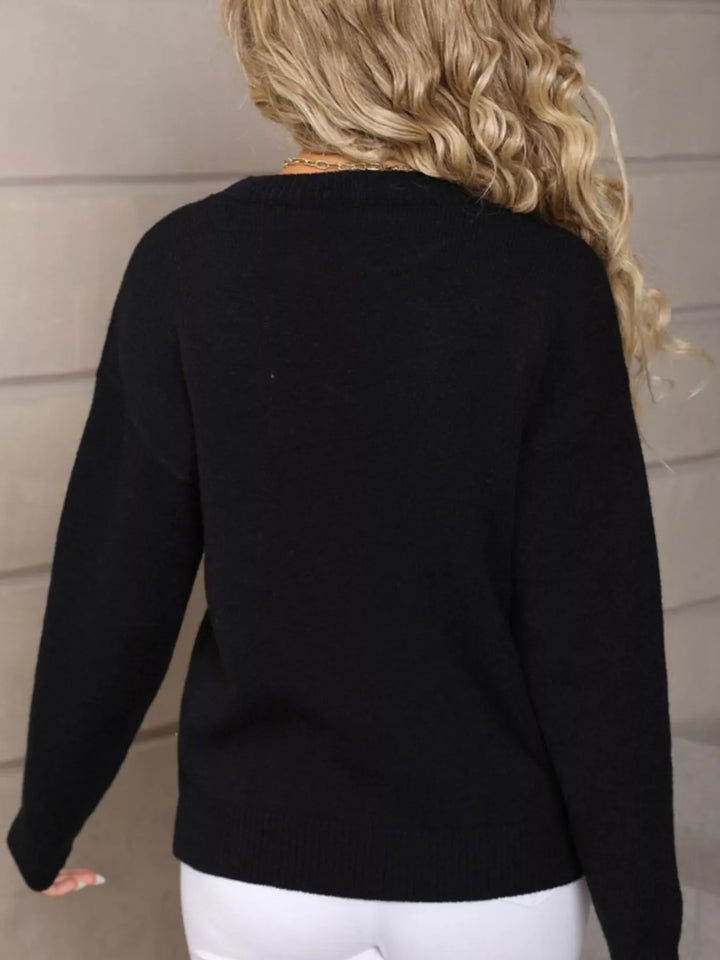 Valentine's Day Heart Pattern Long Sleeve Sweater