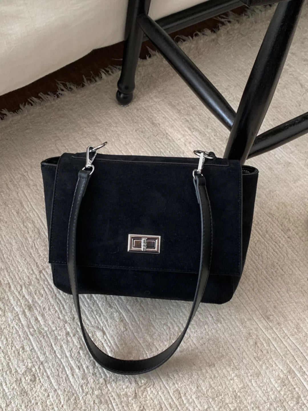Suede Flap Crossbody Bag