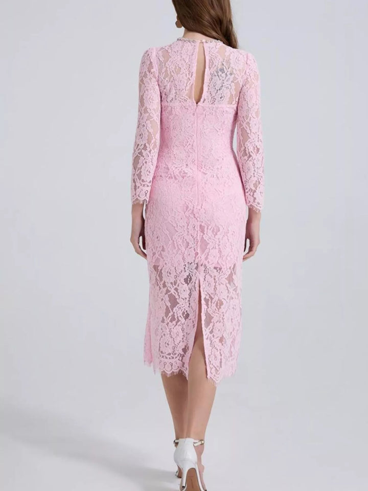 Lace Long Sleeve Midi Dress