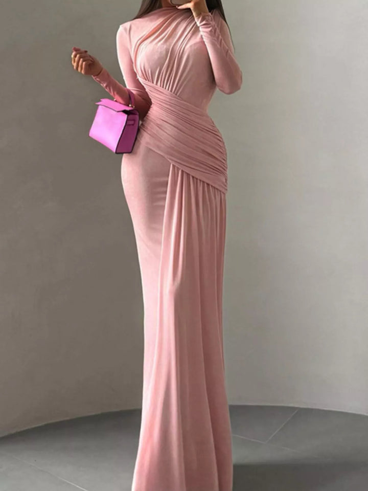 Ruched Long Sleeve Maxi Dress