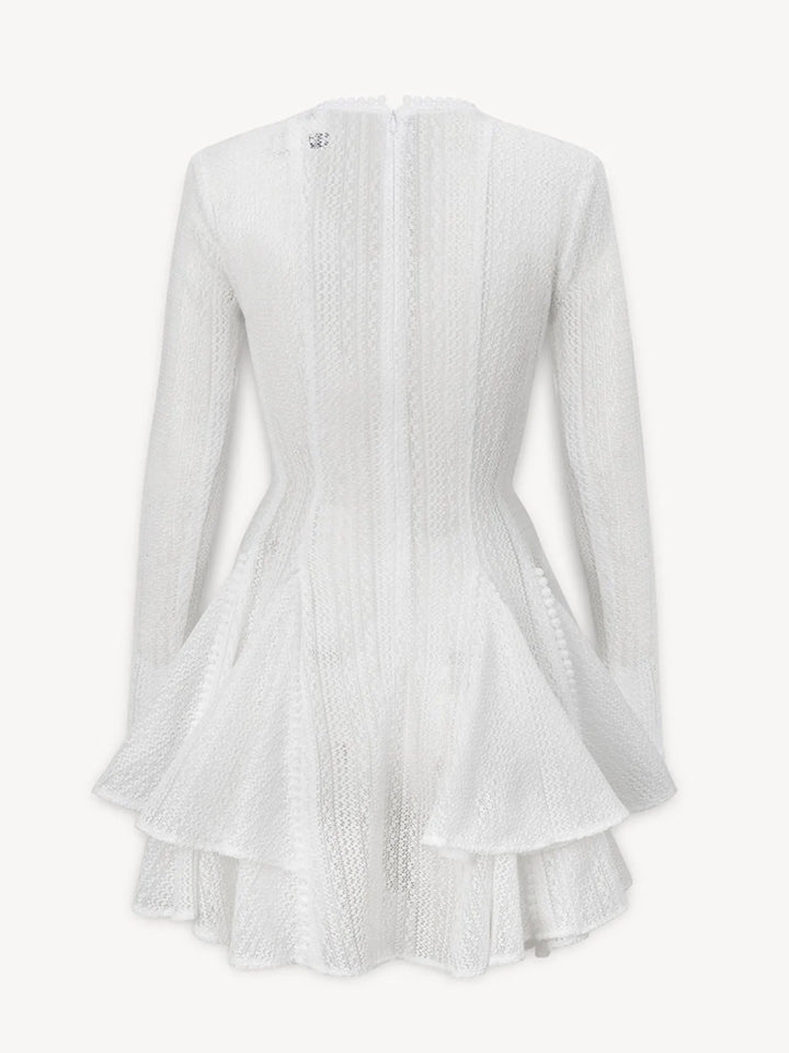 Layered Round Neck Long Sleeve Dress