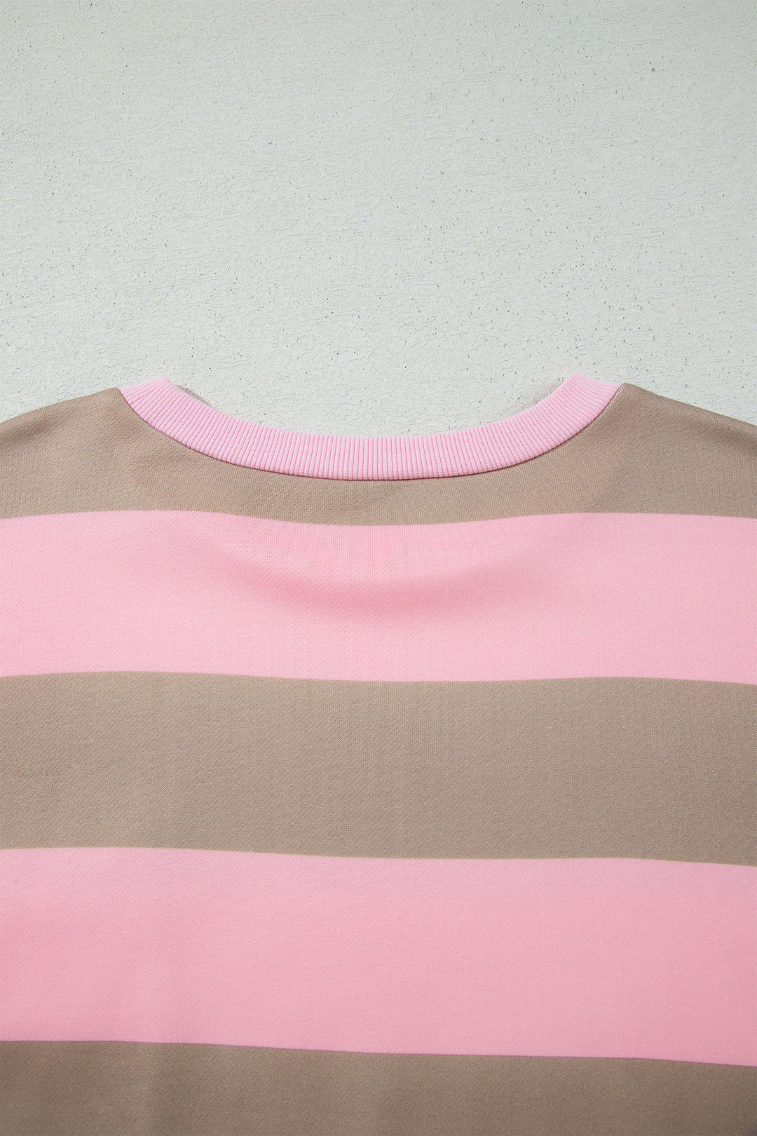 Pink Stripe Striped Colorblock Patch Pocket Split Hem Oversized Long Sleeve Sweatshirt