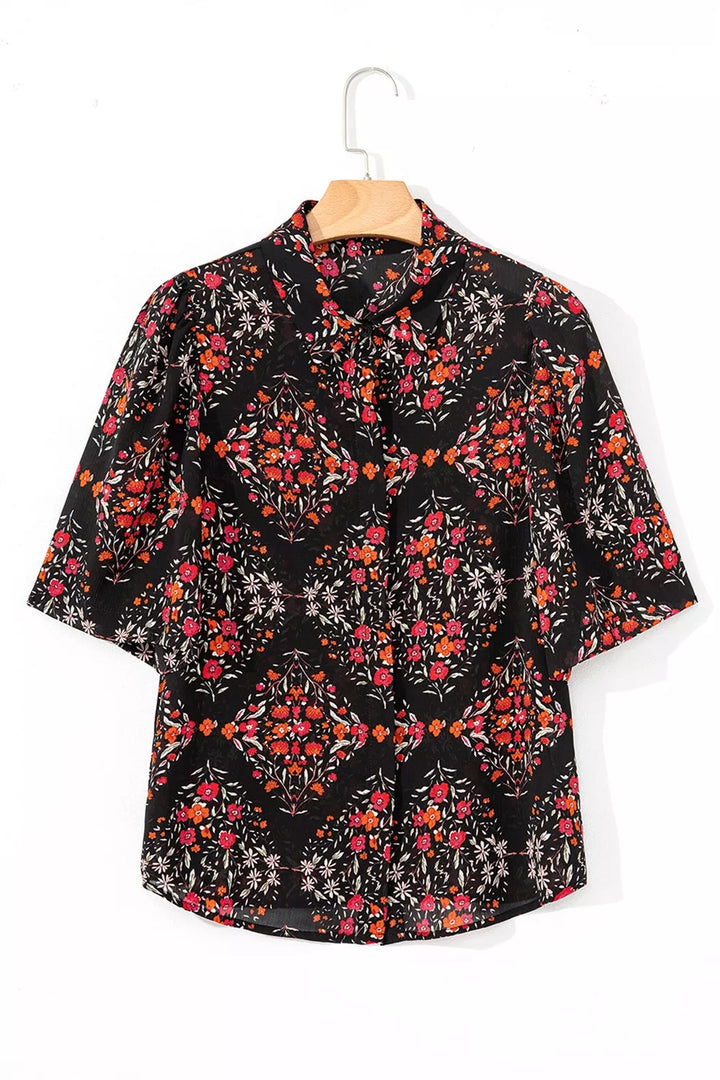 Vintage Floral Print Button-Down Shirt